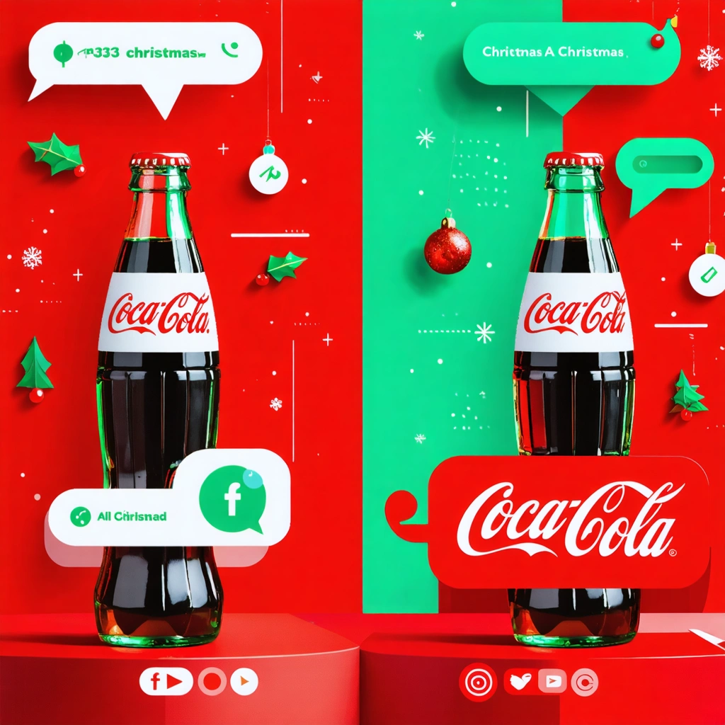 Visual representation of public reactions to Coca-Cola's AI Christmas ad in December 2025, showcasing divided opinions on social media.