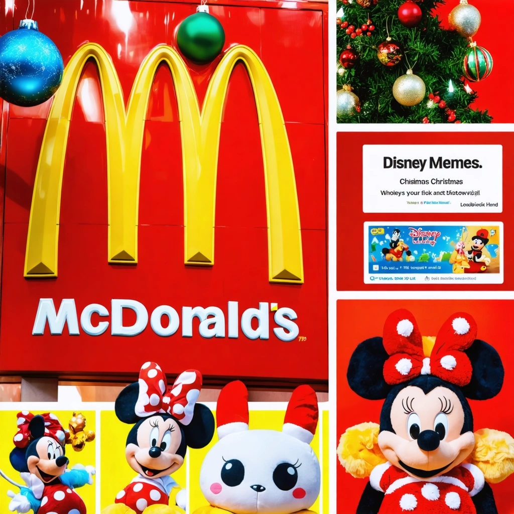 Collage of digital marketing events from December 2025 including McDonald's ad, Disney investment, and popular meme trends.